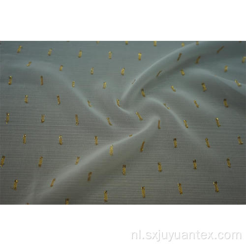 Polyester gouden lurex dot clip jacquard chiffon stof